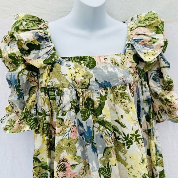 Urban Outfitters 100%Cotton Sundress Green and Pink Floral Top - Picture 5 of 15